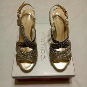 Maripe' Zara Women's Shoes Gold Glitter Size 8 Formal, Party/Cocktail Weddings